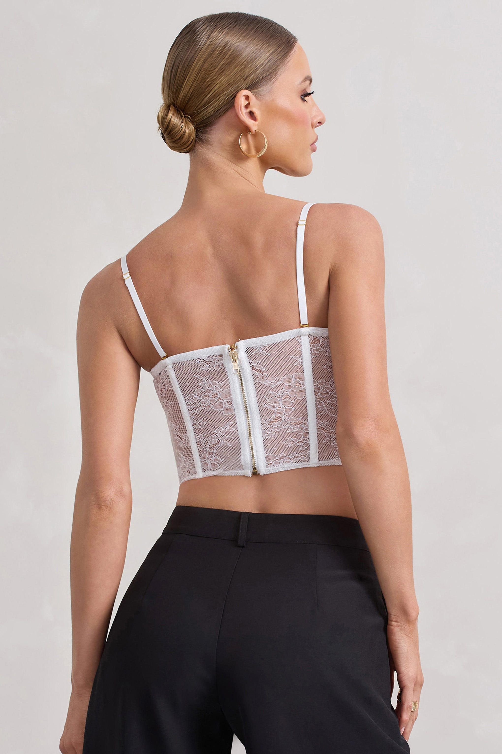 Imagination White Lace Structured Corset Top