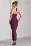 Yvette Plum Plunge-Neck Twisted Maxi Dress With Cross-Back