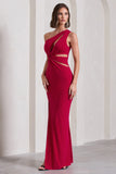 Emmy Red One Shoulder Cut-Out Split Maxi Dress
