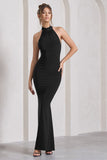 Malika Black Sleeveless Halter-Neck Maxi Dress