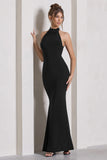 Malika Black Sleeveless Halter-Neck Maxi Dress