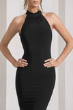 Malika Black Sleeveless Halter-Neck Maxi Dress