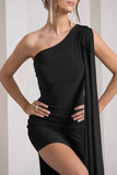Adelaide Black Asymmetric Sleeveless Split Maxi Dress