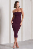 Eviana Plum Bodycon Sleeveless Twist Midi Dress