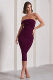 Eviana Plum Bodycon Sleeveless Twist Midi Dress