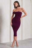 Eviana Plum Bodycon Sleeveless Twist Midi Dress