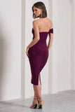 Eviana Plum Bodycon Sleeveless Twist Midi Dress