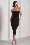 Eviana Black Bodycon Sleeveless Twist Midi Dress