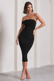Eviana Black Bodycon Sleeveless Twist Midi Dress