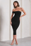Eviana Black Bodycon Sleeveless Twist Midi Dress