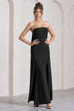 Christina Black Bandeau Sleeveless Maxi Dress With Cape
