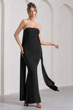 Christina Black Bandeau Sleeveless Maxi Dress With Cape