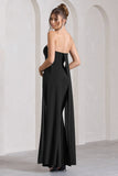 Christina Black Bandeau Sleeveless Maxi Dress With Cape