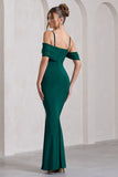Miracle Bottle Green Strappy Mesh Bardot Maxi Dress