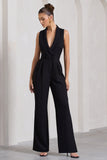 Endure Black Tailored Sleeveless Wide-Leg Jumpsuit
