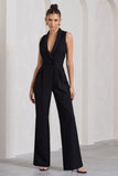 Endure Black Tailored Sleeveless Wide-Leg Jumpsuit
