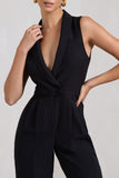 Endure Black Tailored Sleeveless Wide-Leg Jumpsuit