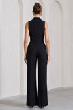 Endure Black Tailored Sleeveless Wide-Leg Jumpsuit