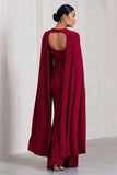 Standing Ovation Berry Plunge-Neck Cape Maternity Maxi Dress