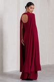 Standing Ovation Berry Plunge-Neck Cape Maternity Maxi Dress