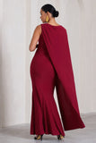 Unveil Berry One-Sleeve Cape Maternity Maxi Dress