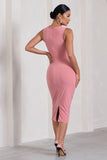 Kerry Blush Pink High-Neck Sleeveless Maternity Midi Dress
