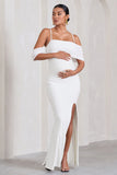 Augusta White Mesh Bardot Strappy Split Maternity Maxi Dress