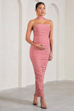 Truly Blush Pink Ruched Maternity Maxi Dress With Halter Collar
