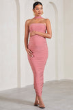 Truly Blush Pink Ruched Maternity Maxi Dress With Halter Collar