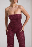 Ray Berry Sequin Bandeau Wide-Leg Jumpsuit