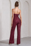 Ray Berry Sequin Bandeau Wide-Leg Jumpsuit