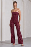 Ray Berry Sequin Bandeau Wide-Leg Jumpsuit