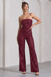Ray Berry Sequin Bandeau Wide-Leg Jumpsuit