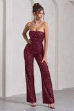 Ray Berry Sequin Bandeau Wide-Leg Jumpsuit
