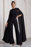 Harley Black Straight-Leg Jumpsuit With Cape Sleeves