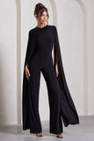 Harley Black Straight-Leg Jumpsuit With Cape Sleeves