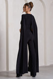Harley Black Straight-Leg Jumpsuit With Cape Sleeves