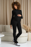 Fia Black High-Neck Slim-Leg Maternity Jumpsuit