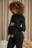 Fia Black High-Neck Slim-Leg Maternity Jumpsuit
