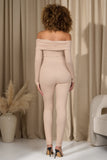 Ashmara Champagne Bardot Skinny-Leg Maternity Jumpsuit