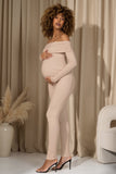 Ashmara Champagne Bardot Skinny-Leg Maternity Jumpsuit