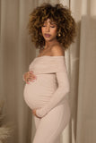 Ashmara Champagne Bardot Skinny-Leg Maternity Jumpsuit