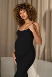 Oakley Black Strappy Square-Neck Split Maternity Maxi Dress