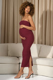 Bowie Vintage Berry Strapless Maternity Maxi Dress