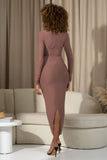 Dove Warm Taupe Bodycon Long-Sleeve Maternity Maxi Dress