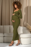 Saffron Moss Green Bodycon Sweetheart Maternity Maxi Dress