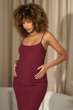 Shiloh Berry Strappy Split Maternity Midi Dress