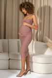 Shiloh Warm Taupe Strappy Split Maternity Midi Dress