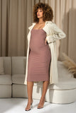Shiloh Warm Taupe Strappy Split Maternity Midi Dress