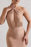 Vanessa Sand Knot Halter-Neck Maxi Dress